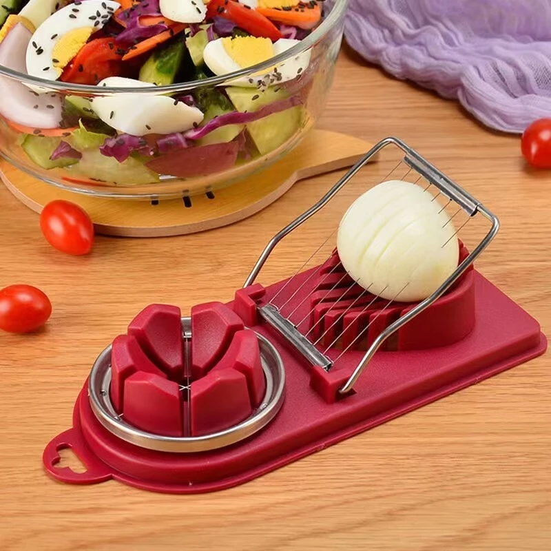2 In 1 Multi-functional Egg Cutter Stainless Steel Wire Egg Slicer Kitchen Gadgets Tool Plastic Egg Cutter 11