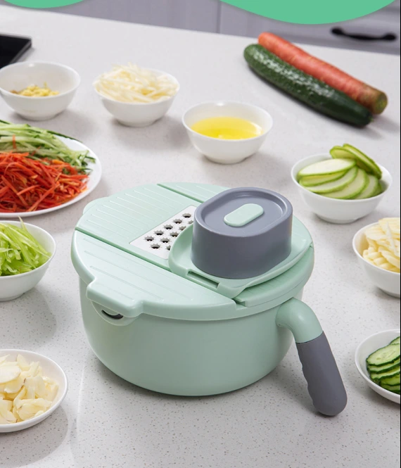 New Hot Seller 9 In 1 Multifunctional Kitchen Vegetable Chopper Slicer Plastic Drain Basket Grater Strainer Mandoline 12